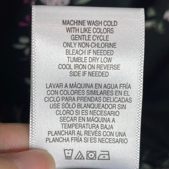 BONGO | Black Floral Mini Shirt Dress Short Sleeve Purple Flowers | Size L - Picture 7 of 9